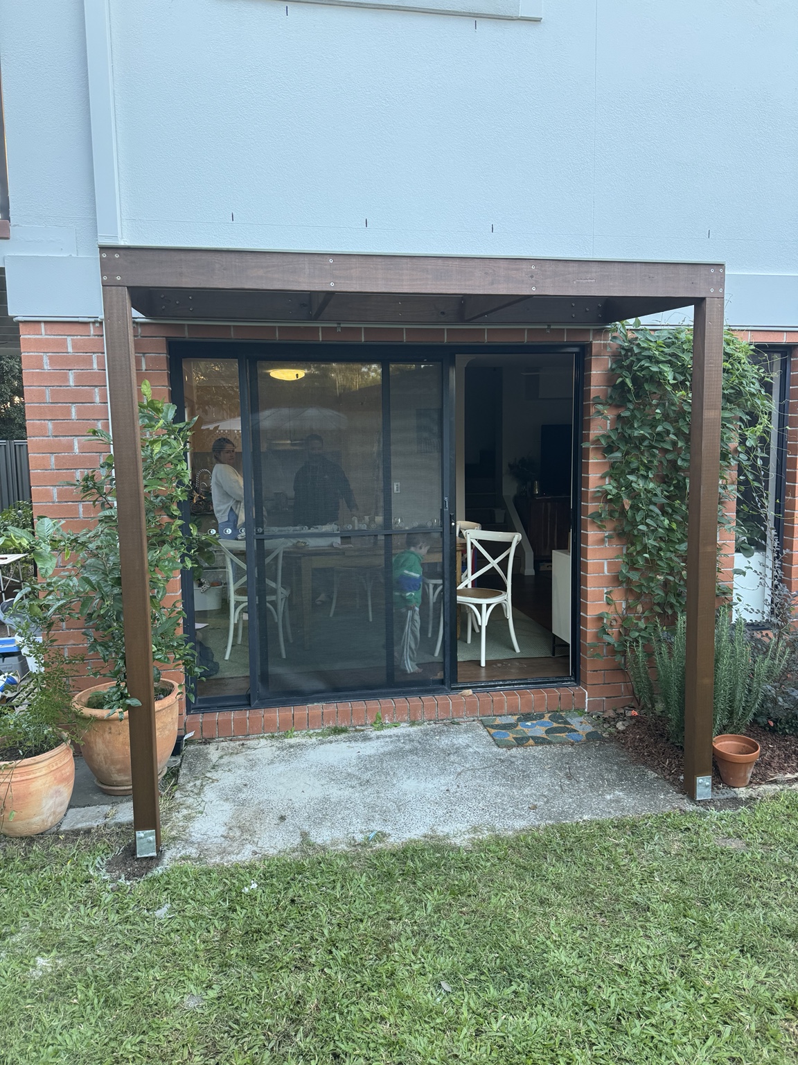 Timber patio structure front view